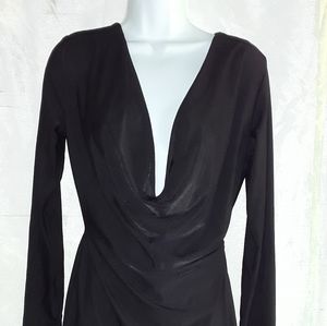 Women's Black Long Sleeved Blouse With Train